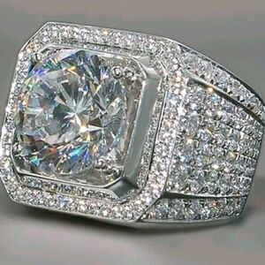 Men Wedding Ring 5 CT Round Lab-created Diamond White 925 Sterling Silver